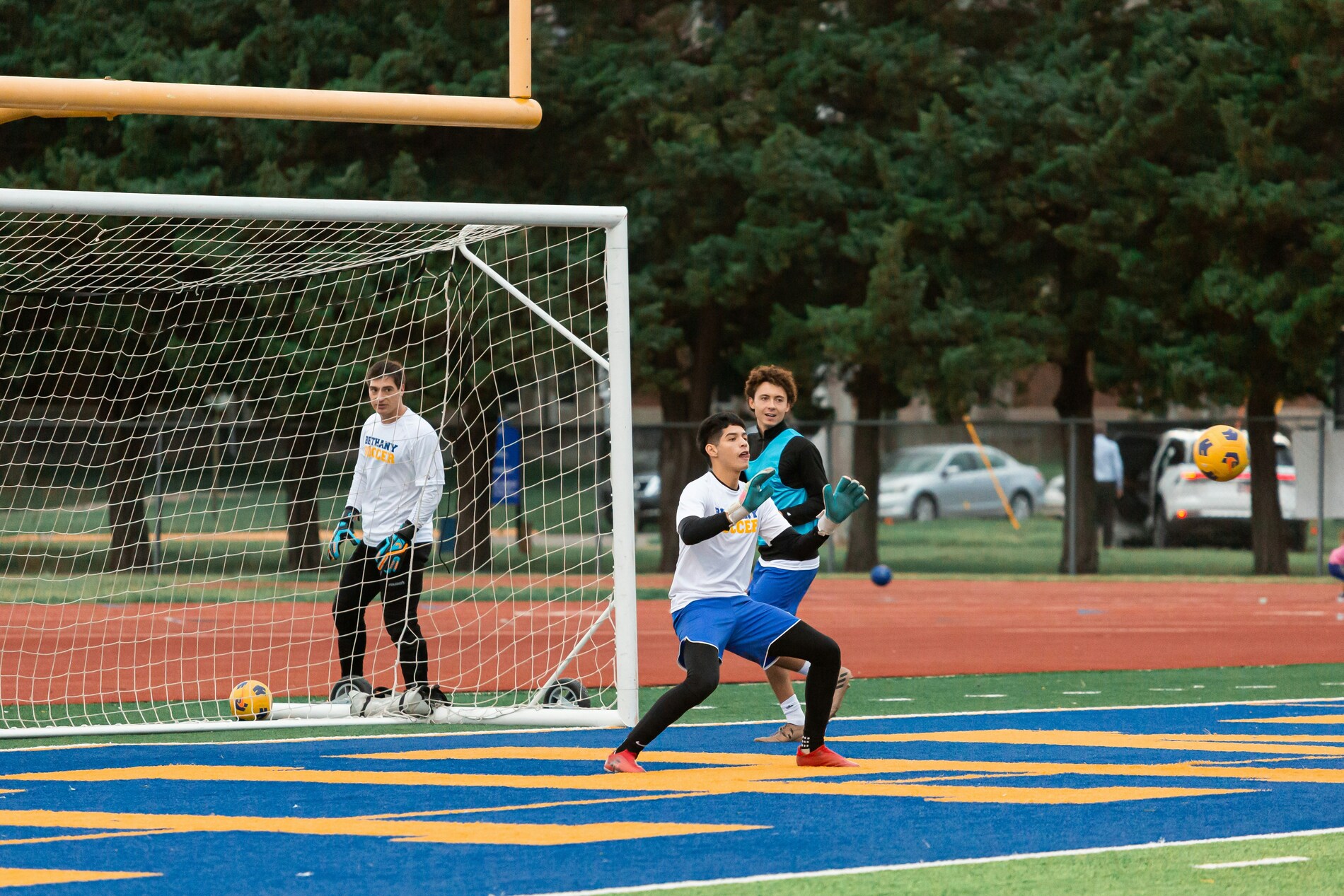 Young males playing soccer